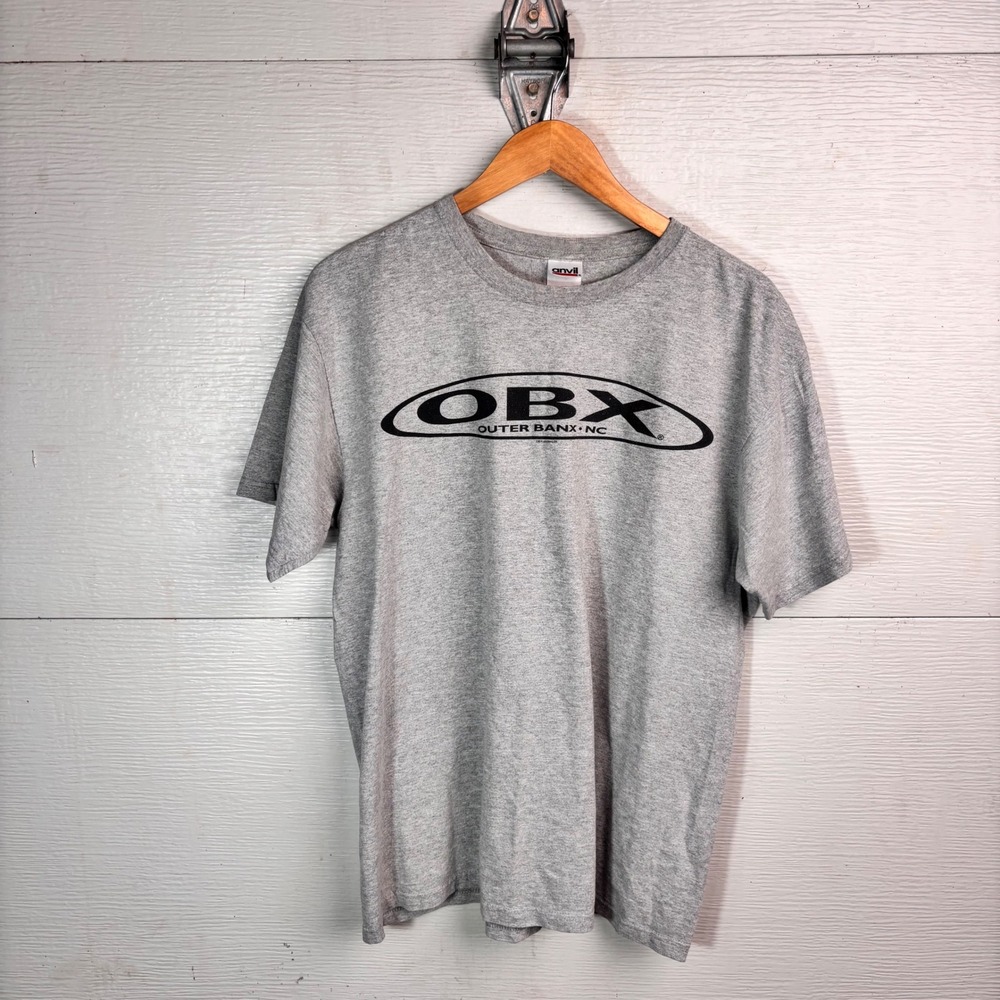 Vintage 2005 OBX Outer Banks T-Shirt North Carolina Anvil Gray Beach Souvenir